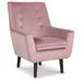 Accent Chair - Signature Design by Ashley Zossen Accent Chair Wood/Polyester in Black/Brown/Pink | 36.5 H x 28.38 W x 30 D in | Wayfair A3000146