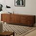 LORENZO Nordic Vintage TV Cabinet Teak Furniture 82.7" W Storage Credenza Wood in Brown | 21.7 H x 82.7 W x 15.7 D in | Wayfair 02PQ6VKER65504DT