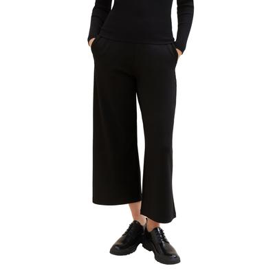 Culotte TOM TAILOR DENIM, Damen, Gr. XXL (44), N-Gr, schwarz (deep schwarz), Web, Obermaterial: 96% Polyester, 4% Elasthan, unifarben, casual, gerade normal, Hosen, mit Eingrifftaschen Image