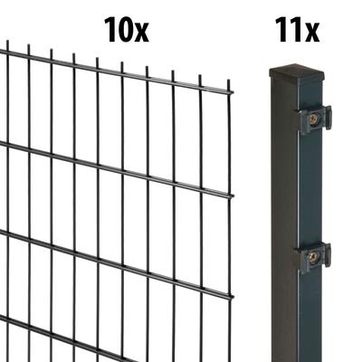 Doppelstabmattenzaun GARDEN 'N' MORE "Excellent", grau (anthrazit), H:140cm L:20cm, Stahl, Kunststoff, Zaunelemente, 10 