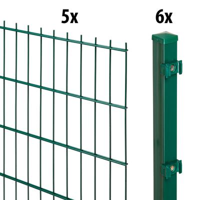 Doppelstabmattenzaun GARDEN 'N' MORE "Standard", grün, H:120cm L:10cm, Stahl, Kunststoff, Zaunelemente, 5 Elemente für 10 m, LxH: 200 x 123 cm, mit 6 Pfosten Image