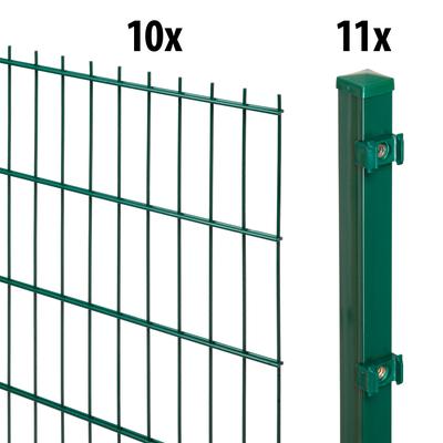 Doppelstabmattenzaun GARDEN 'N' MORE "Standard", grün, H:100cm L:20cm, Stahl, Kunststoff, Zaunelemente, 10 Elemente für 