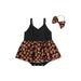 Meihuid Pumpkin Pattern Jumpsuit and Headband Set for Girls Halloween Costume