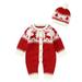 Hfolob Romper Xmas Girls Sweater Jumpsuit Christmas Hat Set Deer Outfits Baby Boys Sweater Cotton Knitted Sweater Boys Sweater Romper Jumpsuit Fall Winter Clothes