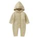 Baby Sweater Boy Girl Knitted Romper Outfits Hooded Bear Jumpsuit Overalls Playsuit Outerwear Top Sweatshitr Beige 9 Months-12 Months