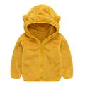 QUYUON Baby Girls Hooded Jacket Discounts Long Sleeve Fleece Jacket Toddler Baby Boys Girls Solid Color Plush Cute Bear Ears Winter Hoodie Thick Coat Jacket Yellow 12-18 Months