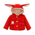 Cathalem Big Kid Coat Toddler Coats Little Girl Winter Coat Coat Winter Cute Plus Fluffy Hooded Coat Rabbit Ears Jacket Outwear Jackets (Red 12-18 Months)