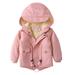 QUYUON Toddler Boy Jacket Deals Long Sleeve Parka Thickened Jackets for Toddlers Girls Boys Fleece Hooded Jackets Kids Zip Up Outerwear Coat Toddler Kids Jacket Sweatshirt Pink 9T-10T