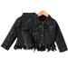 KYAIGUO Baby Toddler Girl Fringe Hem Jean Coats Single Breasted Denim Jacket Lapel Long-Sleeved Denim Outerwear for 12M-6T