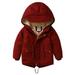 QUYUON Toddler Girl Winter Jacket Clearance Long Sleeve Parka Thickened Jackets for Toddlers Girls Boys Fleece Hooded Jackets Kids Zip Up Outerwear Coat Toddler Kids Jacket Sweatshirt Wine 5T-6T