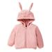 Toddler Girls Fleece Coats Kids Long Sleeve Rabbit Ears Hooded Zipper Jacket Fall Winter Outfits Outwear for 1-6 Years