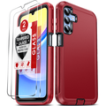 LeYi for Samsung Galaxy A15 5G Case A 15 Case with [2 Pack] Tempered Glass Screen Protectors 3 in 1 Full Body Shockproof Rubber Dustproof Rugged Defender Protection Case for Galaxy A15 5G Red