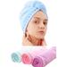 3 Pack Microfiber Hair Towel Wrap Super Absorbent Twist Turban Dry Hair Caps with Buttons Bath Loop Fasten Salon Dry Hair Hat Pink Blue Purple