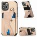 for iPhone 15 Phone Case Card Holder Card Pocket for Back of Phone PU Leather Wallet Magnetic Kickstand Credit Card Holder Phone Case Compatible with iPhone 15 6.1 inch Khaki