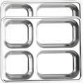 2 Pcs Divided Food Serving Tray Storage Plate Stainless Steel Cutlery Square Lunch Boxes Plates for Adults Trays Restaurant Deepen Dinner Student Child