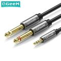 Jack 3.5mm to 6.35mm*2 Adapter Audio Cable for Mixer Amplifier Speaker Gold Plated 6.5mm 3.5 Jack Splitter Audio Cable Almminum black 1m