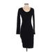 Sundry Casual Dress - Sheath Scoop Neck Long sleeves: Black Solid Dresses - Women's Size X-Small