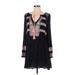 Free People Casual Dress - A-Line Keyhole Long sleeves: Black Dresses - Women's Size Small