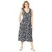 Plus Size Women's Sleeveless Button Front Dress by Woman Within in Black Stencil Flower (Size 3X)