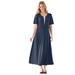 Plus Size Women's Layered Knit Empire Dress by Woman Within in Navy (Size M)