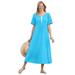 Plus Size Women's Layered Knit Empire Dress by Woman Within in Paradise Blue (Size 6X)