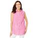 Plus Size Women's Sleeveless Seersucker Shirt by Woman Within in Raspberry Sorbet Pop Stripe (Size 1X)