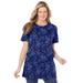 Plus Size Women's Perfect Printed Crewneck Tunic by Woman Within in Evening Blue Paisley (Size L)