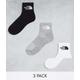 The North Face Simple Dome 3 pack logo ankle socks in white grey and black