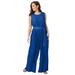 Plus Size Women's Pleated Wide Leg Jumpsuit by Jessica London in Dark Sapphire (Size 26 W)