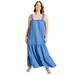 Plus Size Women's Strapless Tiered Midi Dress by June+Vie in Horizon Blue (Size 22/24)