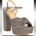 Michael Kors Shoes | Michael Kors Josie Glitter Fabric Knotted Ankle Strap Platform Dress Sandals | Color: Gold | Size: 7