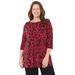 Plus Size Women's AnyWear Tunic by Catherines in Red Black Floral (Size 5X)