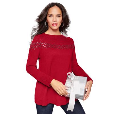 Plus Size Women's Embellished Fair Isle Sweater by...