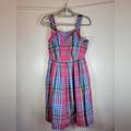 J. Crew Dresses | J Crew Pink Green Blue Plaid Apron Dress With Pockets Size 6 Easter Spring | Color: Blue/Pink | Size: 6