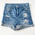 American Eagle Outfitters Shorts | American Eagle Outfitters Curvy High Rise Shortie Jean Shorts - 4 | Color: Blue | Size: 4