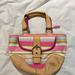 Coach Bags | Coach Hampton Multi Stripe Daisy Satchel Hand Bag! | Color: Pink/Tan | Size: Os