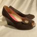 Lilly Pulitzer Shoes | Lilly Pulitzer 8 Brown Suede Leather Resort Chic Peep Toe Wedge Heel | Color: Brown | Size: 8