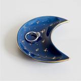 Free People Jewelry | Astrology Star Moon Jewelry Trinket Ring Dish Ceramic Holder Key Ashtray Plate | Color: Blue/Gold | Size: Os
