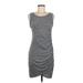 Leith Casual Dress - Mini Scoop Neck Sleeveless: Gray Marled Dresses - Women's Size Medium