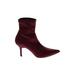 Zara Basic Boots: Burgundy Solid Shoes - Women's Size 38 - Pointed Toe