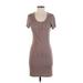 Bobi Casual Dress - Mini Scoop Neck Short sleeves: Brown Print Dresses - Women's Size Small