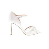 Badgley Mischka Heels: White Solid Shoes - Women's Size 8 - Open Toe
