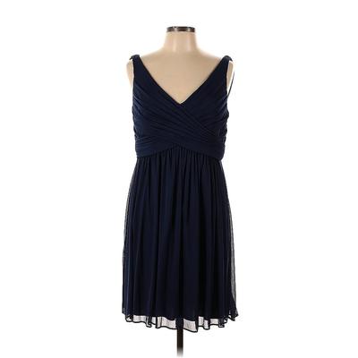 David's Bridal Casual Dress - Party V Neck Sleeveless: Blue Solid Dresses - Women's Size 14