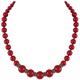 Eternal Collection Red Velvet Shell Pearl Silver Tone Beaded Necklace Red 53