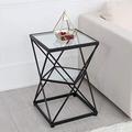 Q-HL Sofa Side End Table Side Table Nordic End Table Iron Coffee Table Two-Tiered Sofa Corner Table Glass Bedside Table for Living Room Bedroom (Color : Black)
