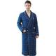 Bathrobe Men Big and Tall Cotton Spa Robes for Men Hot Tub Outdoor Fashion Pajamas Dressing Gowns Long Sleeve Spring and Autumn Loungewear (Color : Royal blue plaid, Size : M-112cm)