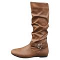 Wedding Gifts Leather Boots for Women Knee High Sexy Ladies Fashion Tassel Rhinestone Boots Pointed Toe Chunky High Heel Boots Knee High Boots for Women No Heel Shoe For Women UK Size (sd5-Brown, 6.5)