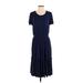 Draper James Casual Dress - Midi Scoop Neck Short sleeves: Blue Print Dresses - Women's Size Small