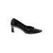 Louis Vuitton Heels: Slip On Chunky Heel Work Black Solid Shoes - Women's Size 36.5 - Round Toe