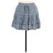 Shein Casual Mini Skirt Mini: Blue Floral Bottoms - Women's Size X-Large